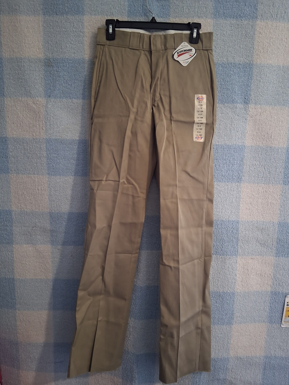 Dickies Men’s Relaxed Fit Khaki Work Pants Size 28 Unfinished Inseam